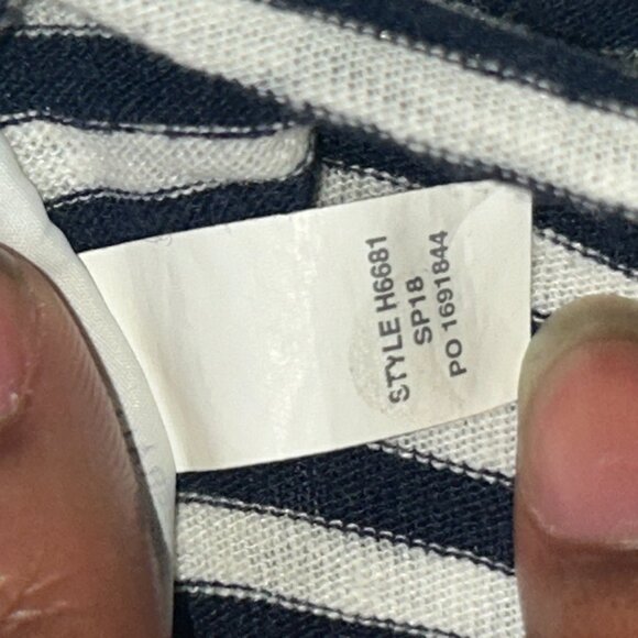 J. Crew Ringer Slub Cotton T-Shirt Striped Pattern Chest Pocket Navy White W XL - Picture 10 of 10